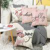 Winter Christmas Cushion Pillow Case Letter Print Pink Snowman Sofa Home Pillow
