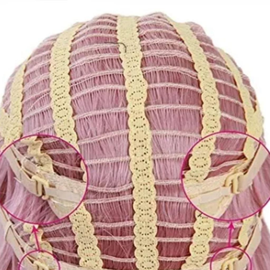 Pink Long Curly Wig 15.0in Length Universal High Temperature Synthetic Hair Curly Wig for Parties Cosplay
