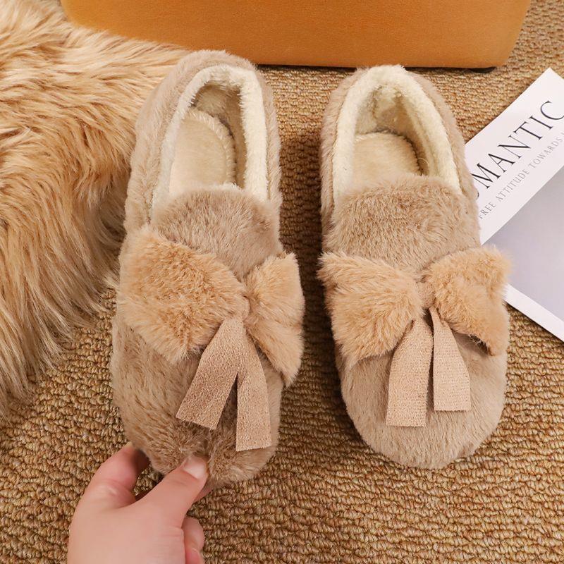 Ladies' Thickened Winter Soft-Sole Shoes Non-Slip, Lightweight, Fleece-Lined Indoor Cotton Slippers Stylish and Casual