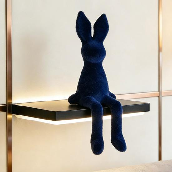 Sitting Bunny Statue Flocking Rabbit Figurine Easter Bunny Ornaments for Living Room Cabinet