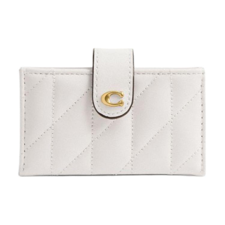 Coach Essential 10 Classic Logo Quilted Multi-Card Napa Leather Wallet Women wallet White CAO12-B4HA White