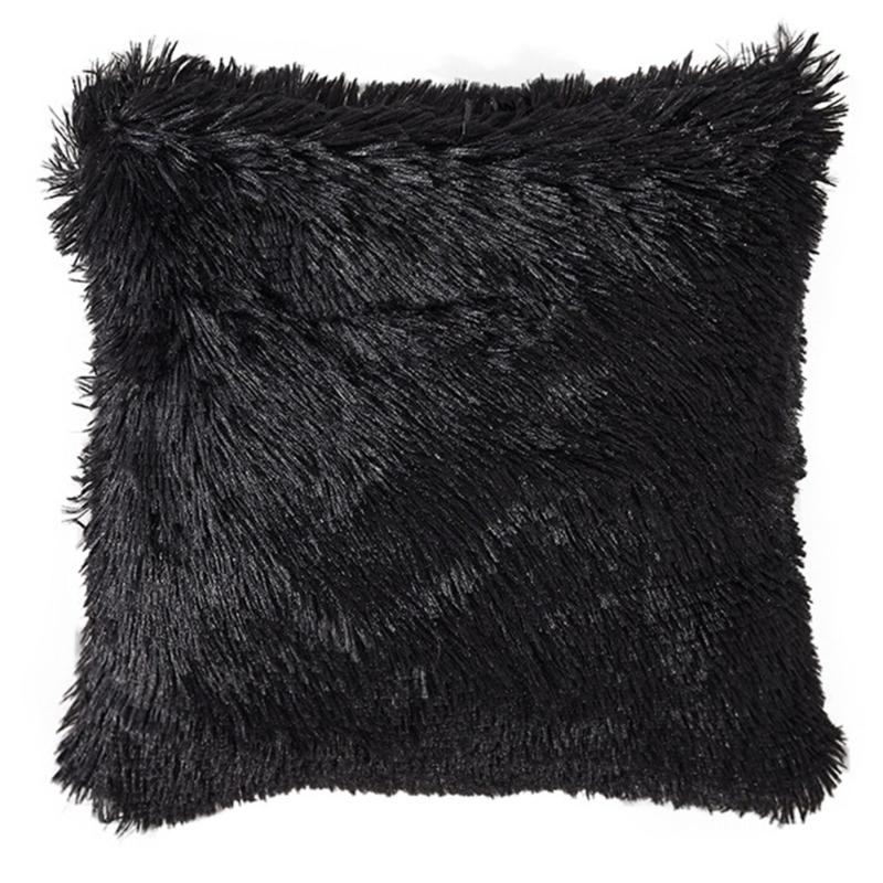 

Plush Pillowcase Without Insert Breathable Fabric Cushion Cover Multiple Color Option for Living Room Bedroom Decors чёрный
