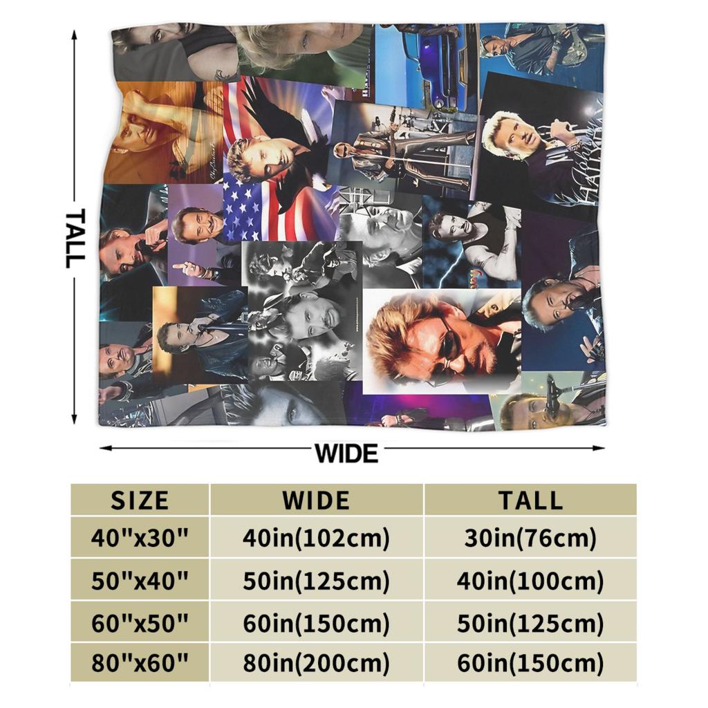 Rock Star Johnny Hallyday Flannel Blanket  Soft Warm Throw Blanket for Couch Bed Airplane Travel Funny Bedspread Sofa Bed Cover