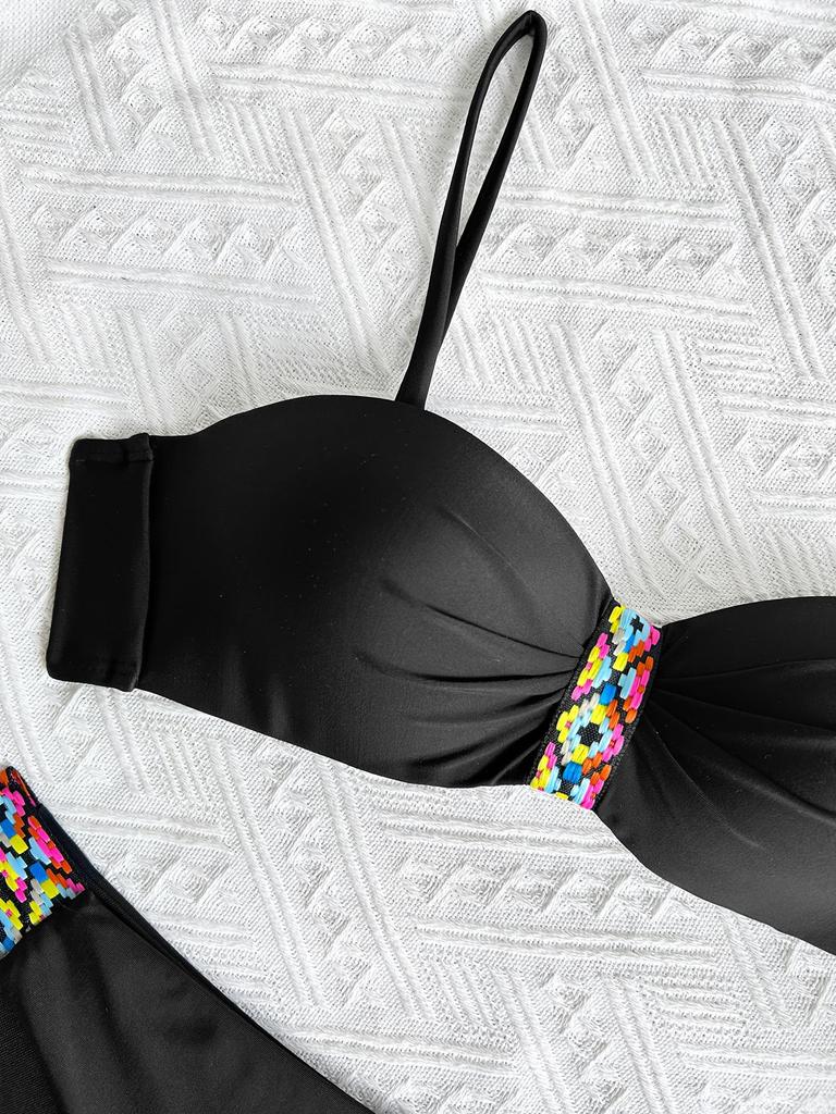 2025 Modern Cross-back Hard Cup Bikini: European & American Style Sexy Split Swimwear