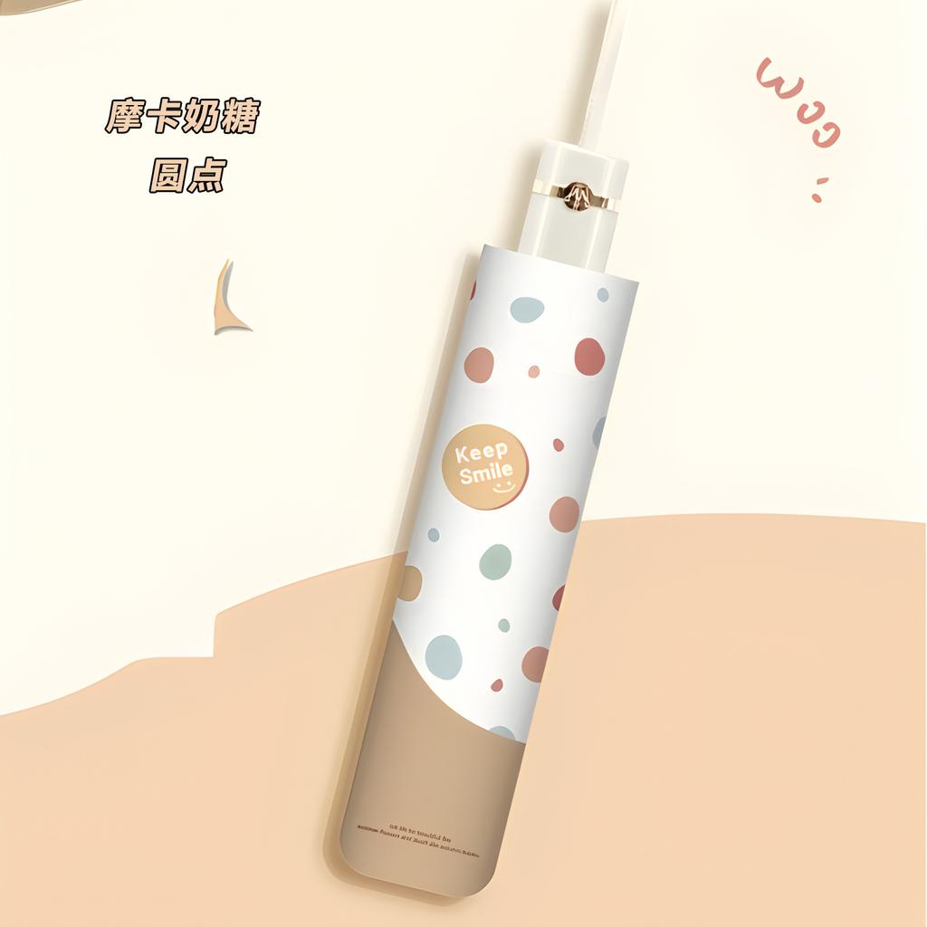 Three-fold Eight-bone Hand-opened Steel Skeleton Vinyl Fabric Weather and Rain Sunshade Sun Umbrella Girl Cute