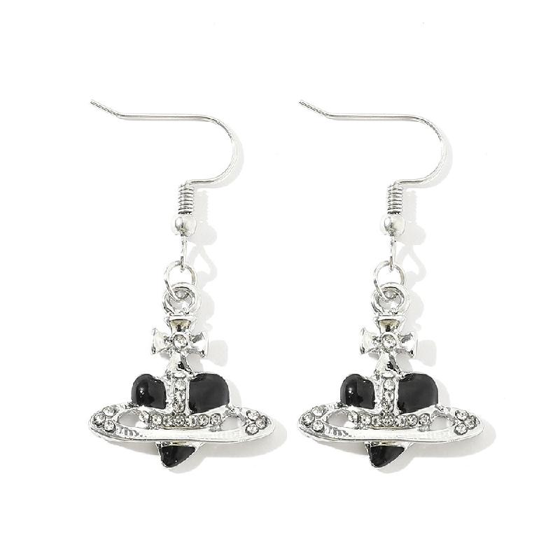1 Pair Of Classic Punk Style Alloy Silver Plated Oil Drop Saturn Pendant Fashion Jewelry