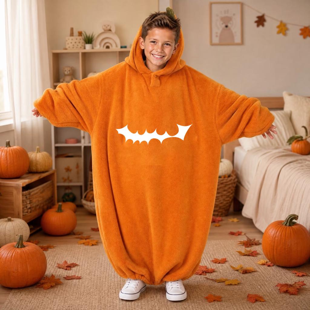 Kids' Halloween Printed Flannel Romper Pajama Set for Loungewear