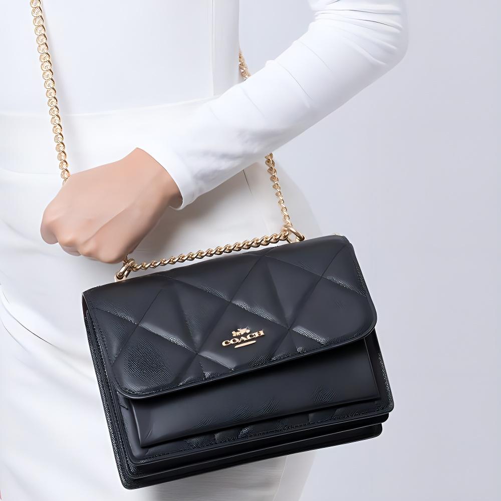 New COACH Klare Leather Trunk Bag, Messenger Bag, Crossbody Bag, Shoulder Bag Women's Black 91173-IMBLK