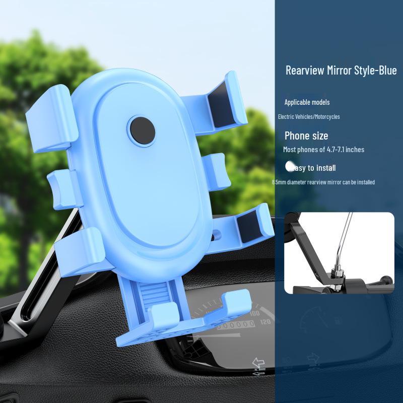 Shockproof Universal Phone Mount for Car, Bicycle & Motorcycle - Electric Vehicle Rearview Mirror Holder for Navigation & Takeaway.