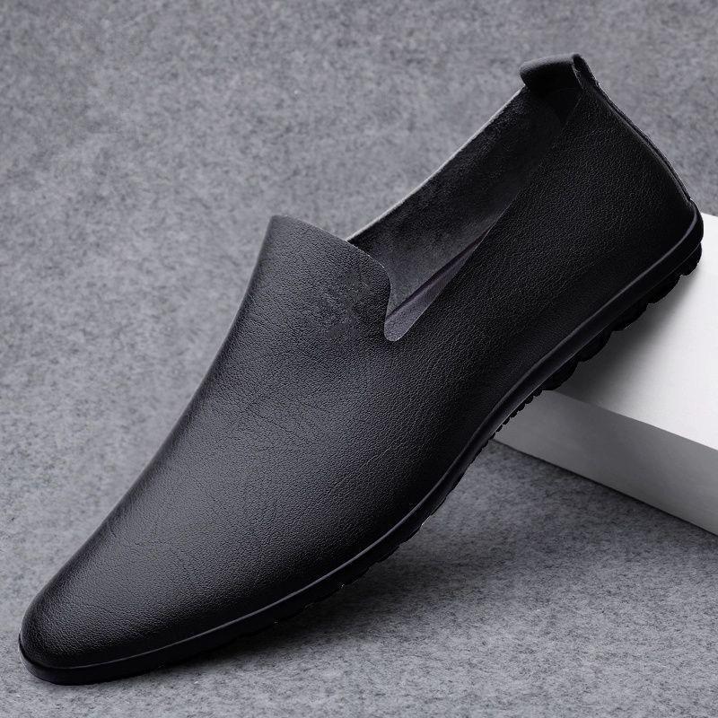 2025 Summer New Men's Shoes Breathable Leather Shoes Casual One-pedal Business Deodorant Soft Leather Men's Dad Shoes