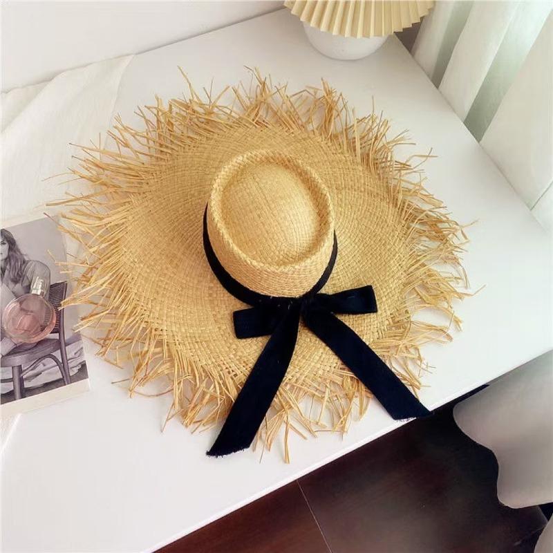 Summer Wind Big Brim Raffia Straw Hat Women's Beach Hat Travel Seaside Vacation Sun Hat