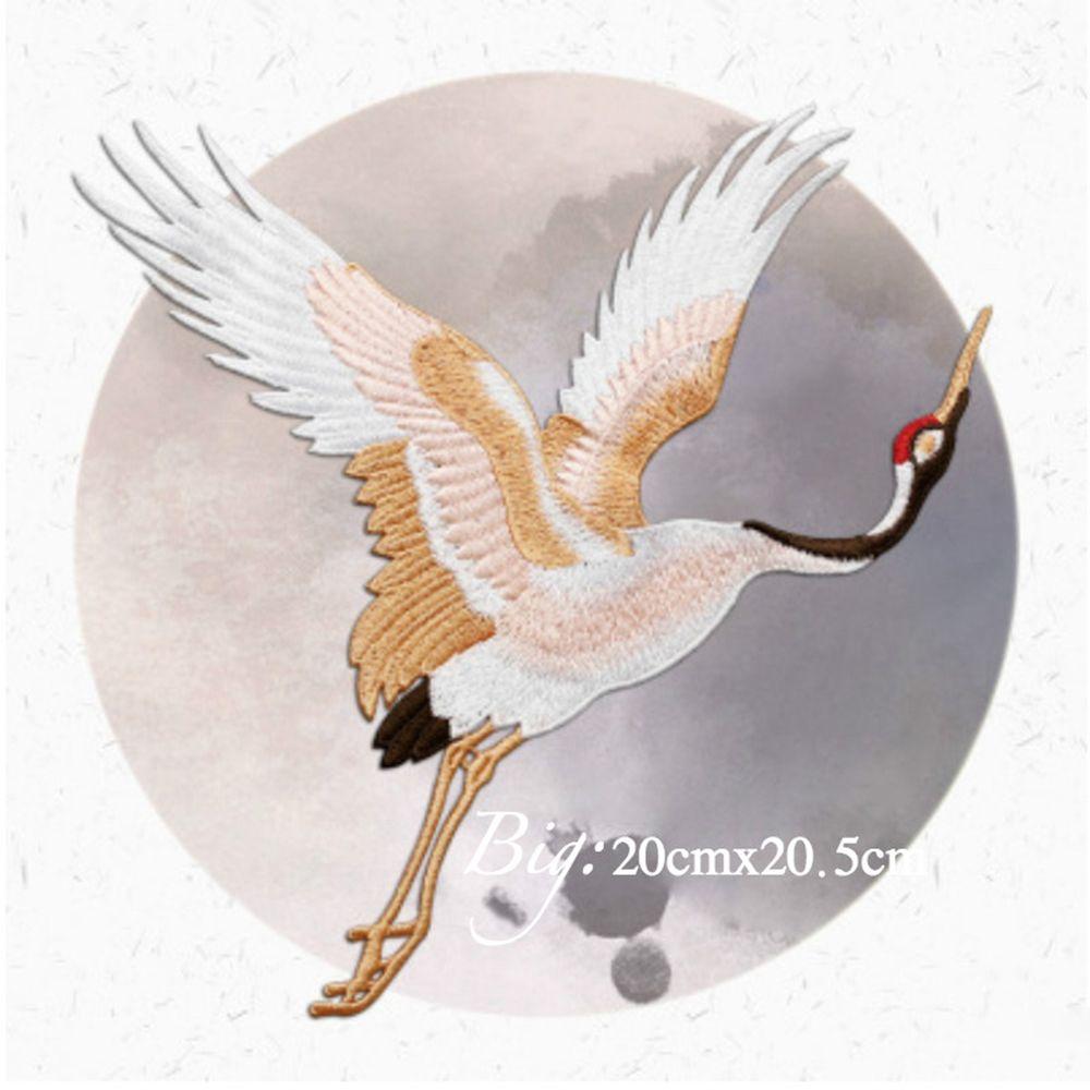 Crafts Red-crowned Crane Birds Clothes Stickers Embroidered Applique Sew On Patches Clothes Decor Embroidery