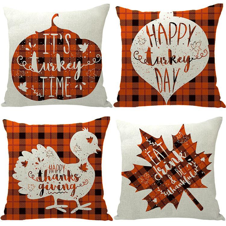 New Thanksgiving Autumn Pillow Letter Pumpkin Maple Leaf Turkey Home Cushion Pillow Cover