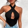 Askılı Atlet Düz Halter Çapraz Crop Top Kadın Yaz Ayarlanabilir Omuz Askılı Kamisol Sırtı Açık Kamisol Günlük Tüp Kadın Kolsuz Kırpılmış Yelek