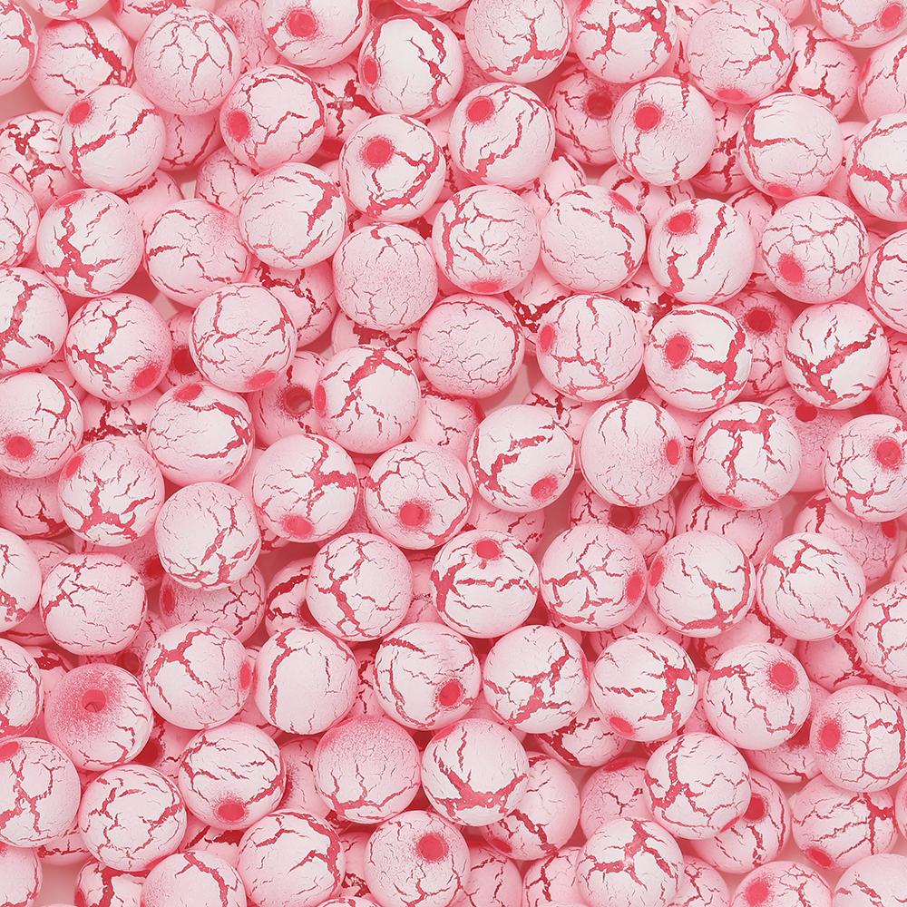 30/50pcs 8/10mm Round Color Cracked Acrylic Beads for Jewelry Making Multicolor Large Hole Loose Beads DIY Bracelet Necklace
