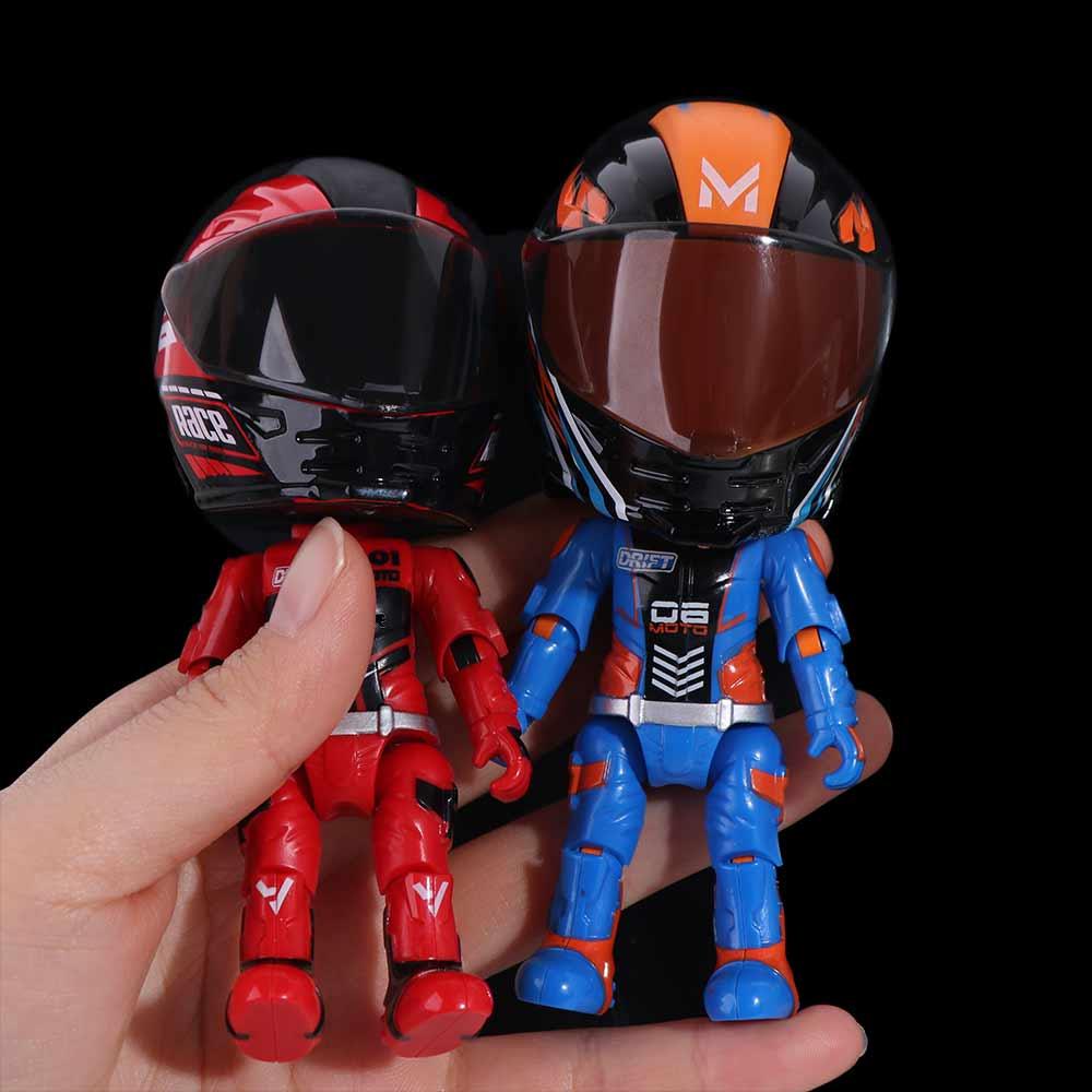 Topmix Blue Deformation Helmet Simulated Motorcycle Rider Doll Action Figure Movable Limbs Transform Motorcycle Toy Cool Alloy