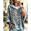Felpa da Donna con Cappuccio Stampa Leopardo Coulisse Autunno Inverno Oversize