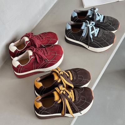 Leather Retro German Training Shoes Women's Shoes New Autumn Versatile Platform Sports and Leisure Board Shoes Women's Forrest Gump Shoes