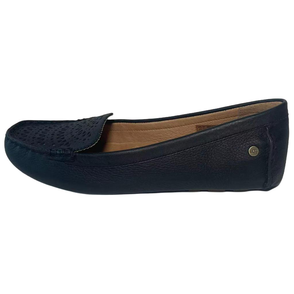 UGG Clair Skórzane Wsuwane Wszechstronne Codzienne Baleriny Damskie Czarne 1092072-BLK