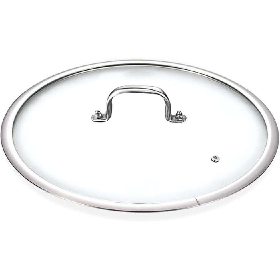 Stainless Steel Glass Lid for 12 Inch Pans and Pots, Tempered Cover for Cooking Pans, Dishwasher & Over Safe 30 cm 12