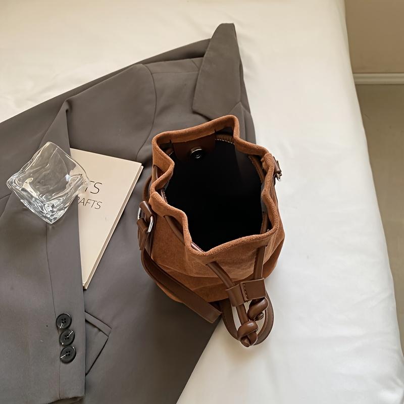 Borsa a secchiello da donna con coulisse borsa a tracolla retrò