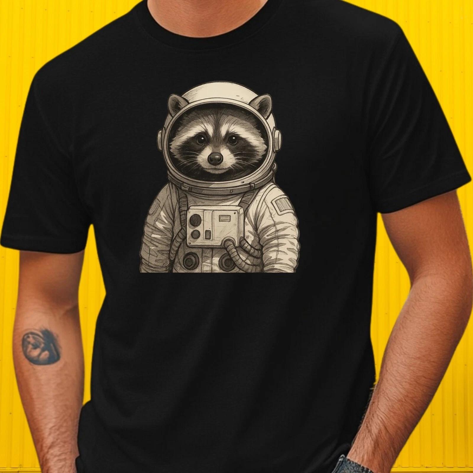 T-Shirt Herren Waschbär Astronaut Motiv Baumwolle Größe S bis 5XL L