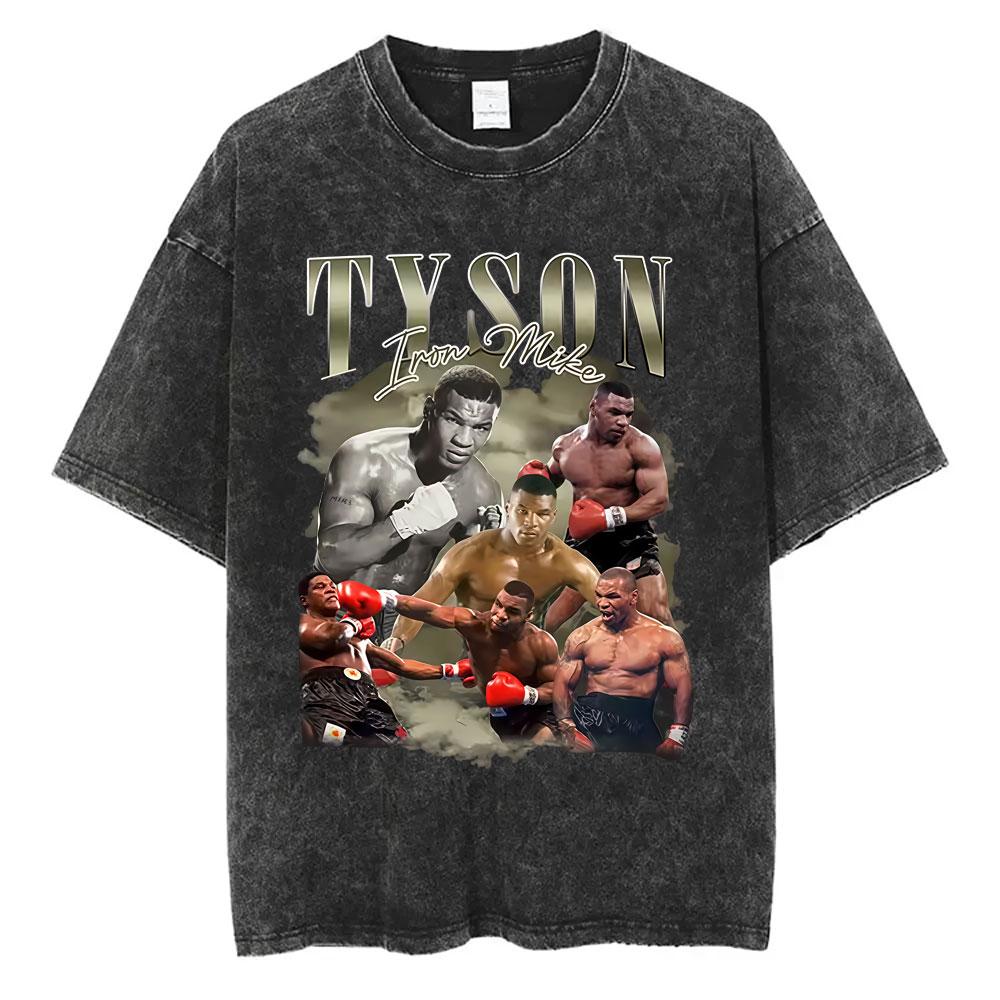 Gewaschenes Vintage Mike Tyson Prime Merch T-Shirt Herrenkleidung Hip Hop Gothic Rock T-Shirt Herren Fitnessstudio Übergroße T-Shirts Oberteile