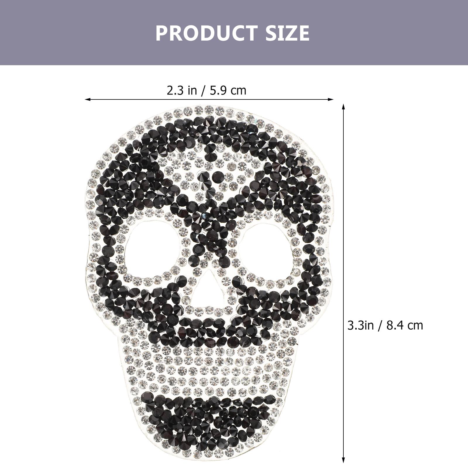 

5pcs Iron On Patches Skull Embroidered Patch For Clothes Repair Diy Fashion Sewing Multi-Function Garment Accessories Handicraft чорний