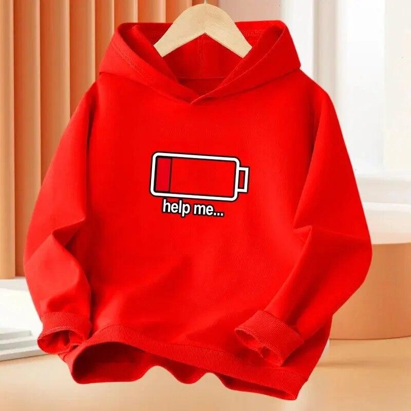 Neue Low Battery Help me Hoodies Bedruckte Unisex Damenmode Hip Hop Hoodie Kapuzenpullover Pullover Unisex Trainingsanzüge Kleidung