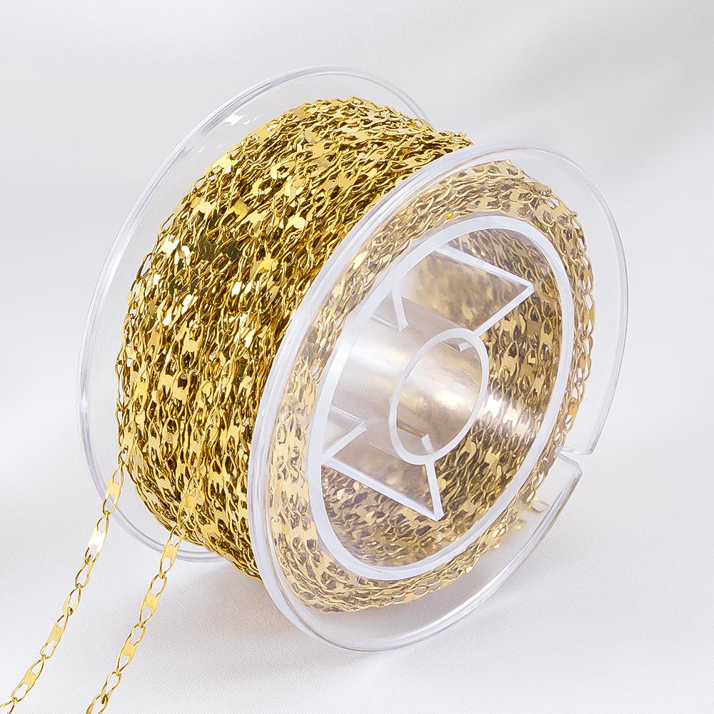 1Meter Stainless Steel Gold Color Flat Oval Filled Cable Chain for DIY Necklace Making Jewelry Making Findings Bracelet Supplies