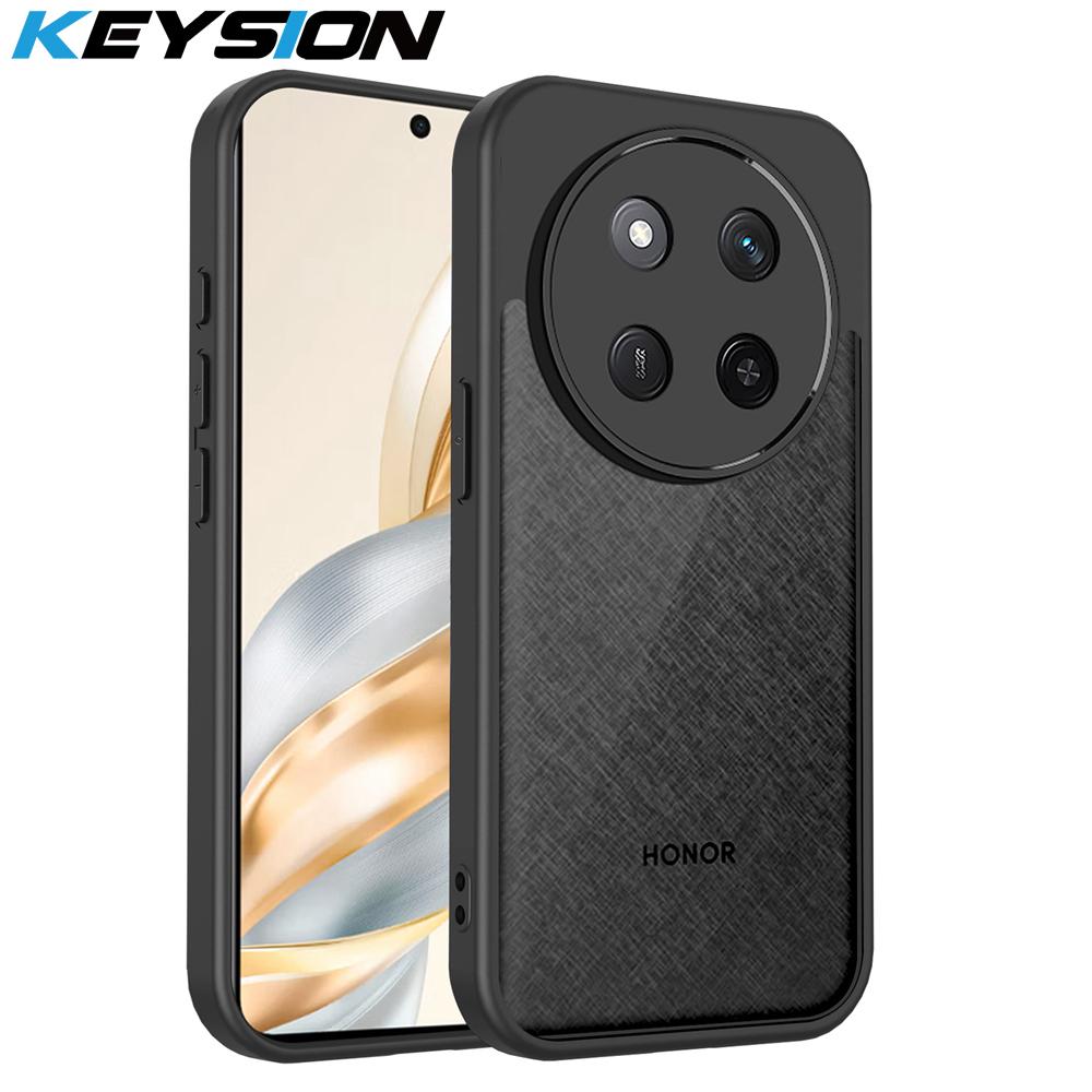 

KEYSION Matte Translucent Black Phone Case for HONOR X9c 5G Soft Silicone+PC Clear Shockproof Cover for Huawei Magic 7 Lite 5G for Magic 7 Lite чёрный
