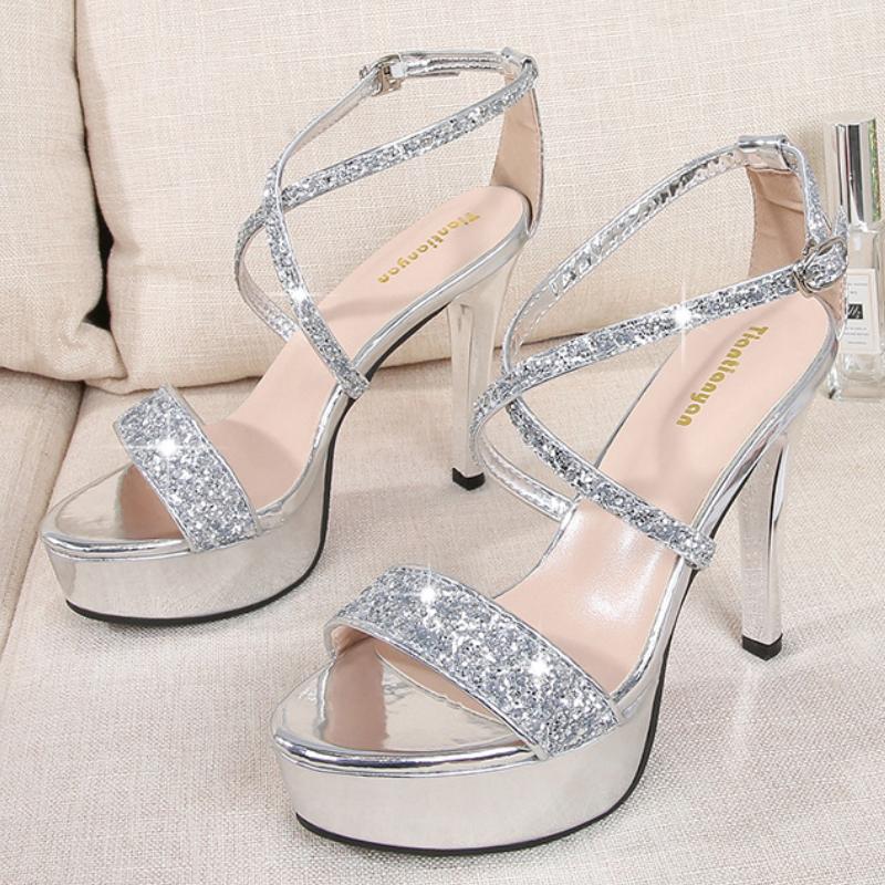 

Мода Размер 34-40 Летние Супер Высокие Каблуки Босоножки на Платформе для Женщин Европа и Америка Стиль Фетиш Обувь Женские Свадебные Вечерние Босоножки 34 серебряный