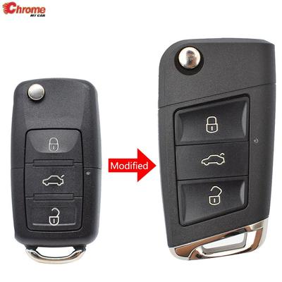 Upravený náhradný kľúč Fob Puzdro do auta Shell Diaľkové ovládanie pre VW Golf Polo Jetta Eos Tiguan Passat Touareg Phaeton 3 tlačidlá Oprava