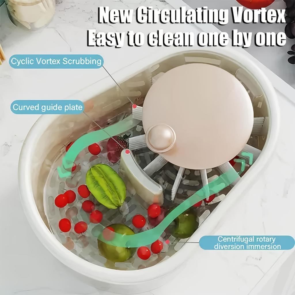 Manual Fruit and Vegetable Washing Machine with Colander and Bowl , Large Multifunctional Kitchen Cleaner, Durable Plastic, No Electricity Needed