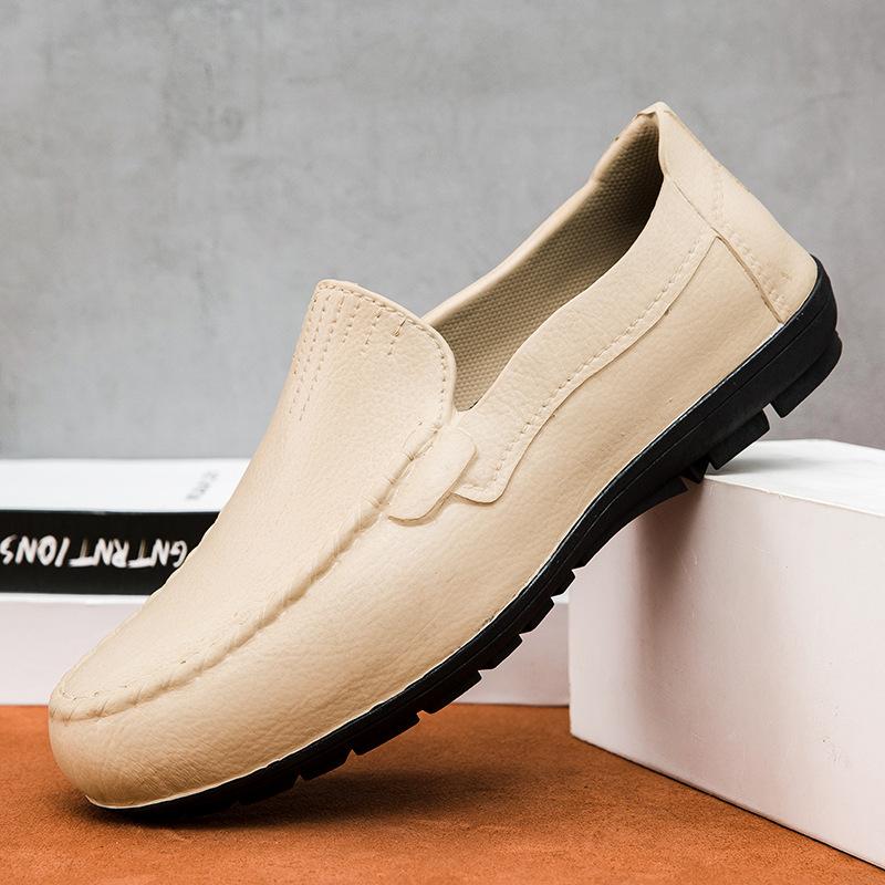 Large Size Small Leather Shoes Men Lazy One Pedal Driving Shoes British Trend Lightweight Men Doudou Shoes Men