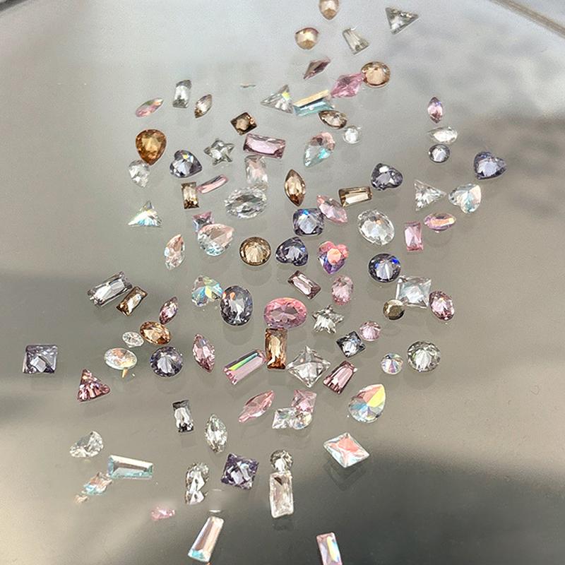 12 Gitter Gemischte Mini Zirkon Nagel Diamanten Pferdeaugen Diamanten Weiß Champagner Nagel Strass Glänzend Bunte Nagel Juwelen Nagel Charms