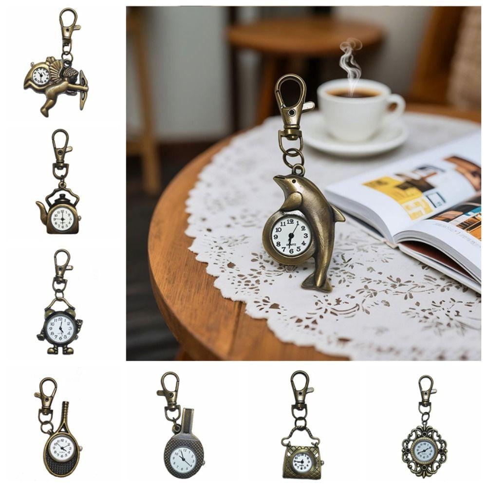 Key Holder Vintage Design Pocket Watch Quartz Movement Durable Quartz Watch Lightweight Retro Creative Key Ring Daily Use
