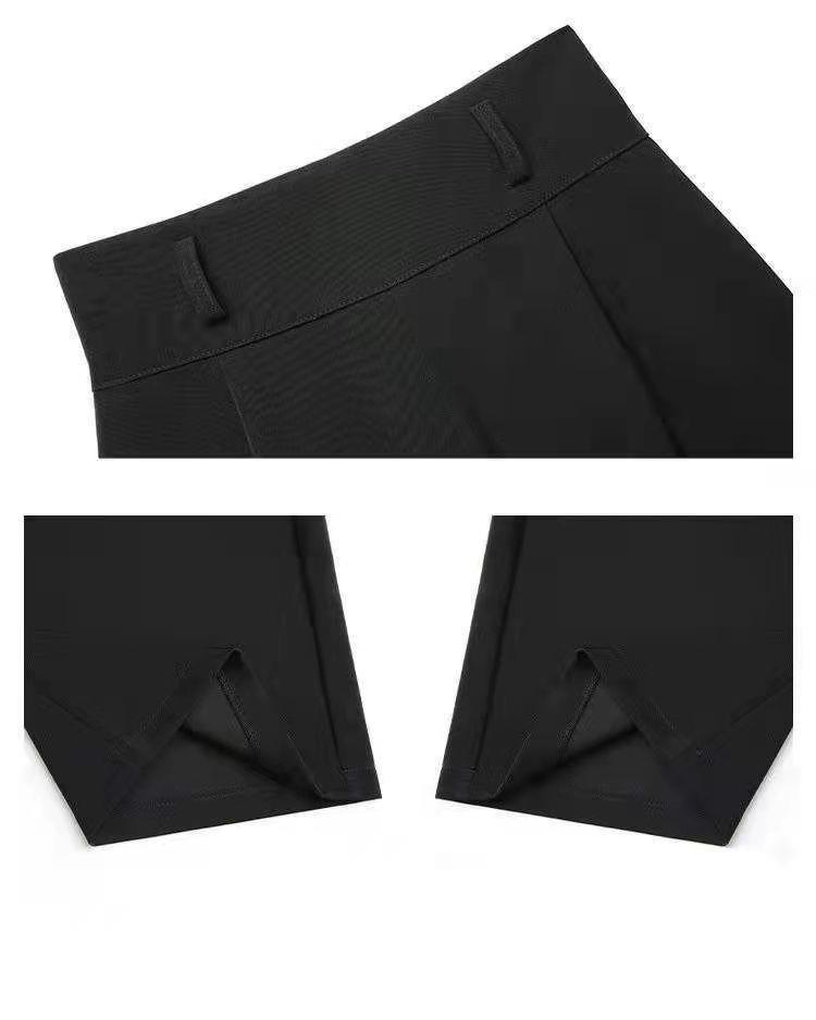 Gray High-Waisted Wide-Leg Pants for Women - Spring Plus Size, Drapey Straight Casual Suit