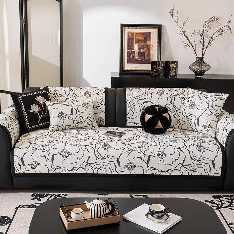 Summer Sofa Cushion Ice Silk Non-Slip Antique Mat Seat Cushion French High-End Summer Cool Cushion Leather Sofa Cover