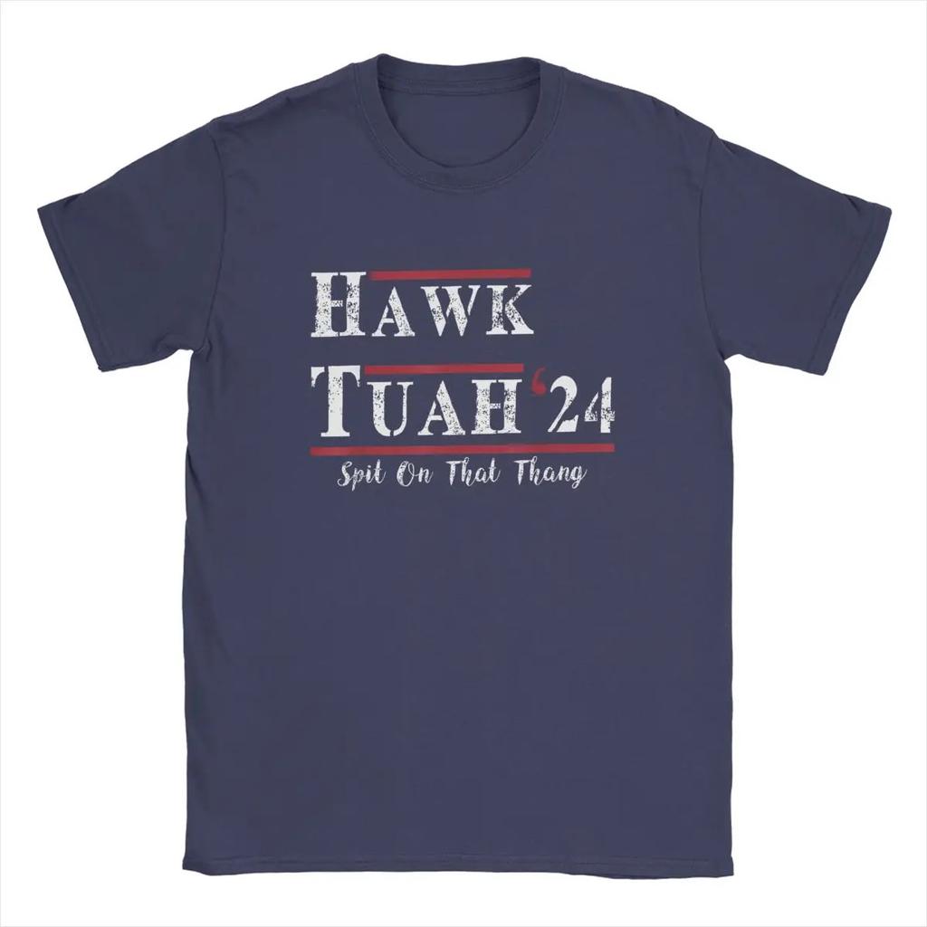 Men T-Shirt Hawk Tuah 24 Spit On That Thang Casual 100% Cotton Tee Shirt Short Sleeve Hawks T Shirt Crewneck Clothes 4XL