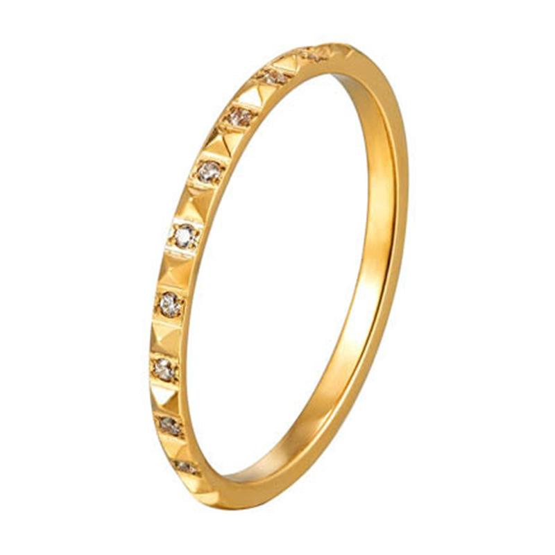 Versiune coreeană Inel pătrat la modă din oțel inoxidabil cu diamant cu unghie salcie pentru femei, simplu, nou, din oțel titan, inel de cuplu