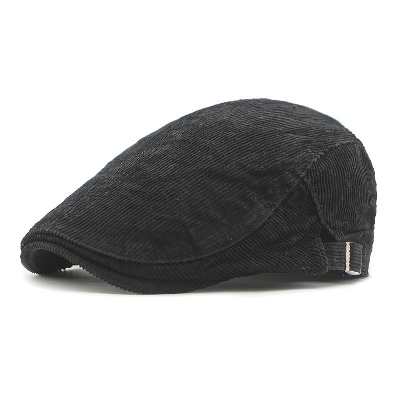 Retro Distressed Corduroy Beret: Unisex Autumn/Winter Duckbill Newsboy Cap