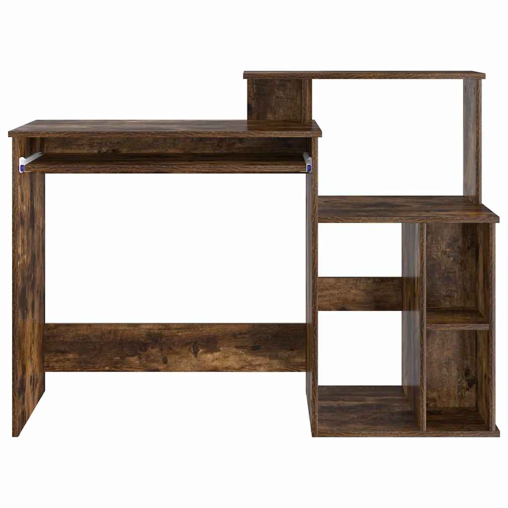 Desk with Shelf Smoked Oak 120.5 x 44 x 88.5 cm