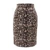 Women Zipper High Waist Chamois Leopard Package Hip Skirt