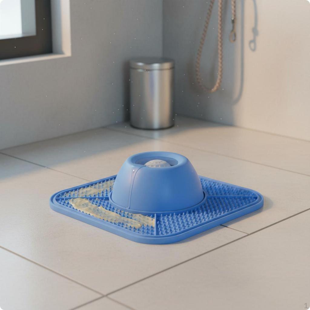 Square Slow Feeder Bowl Raised Dome Dog Textured Pet Accessory Black Mat