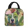 Pitbull Stekelige Portretten Geïsoleerde Lunchtas voor Vrouwen Kinderen Draagbare Voedseldozen Thermische Lunchbox Tote