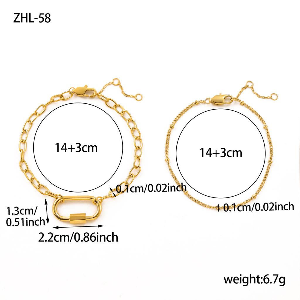 CARLIDANA Friendship 18K Gold Plated Stainless Steel Jewelry Gold Skinny Chain Bracelet Double Layer Bracelets Birthday Gift