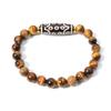 8mm Yellow Tiger Eye Agate 21-Eye Dzi Bead Bracelet for Men and Women