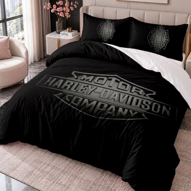 Harley-Davidson 3Pcs Bedding Set Duvet Cover With Two Pillowcases For Bedroom Home Decoration