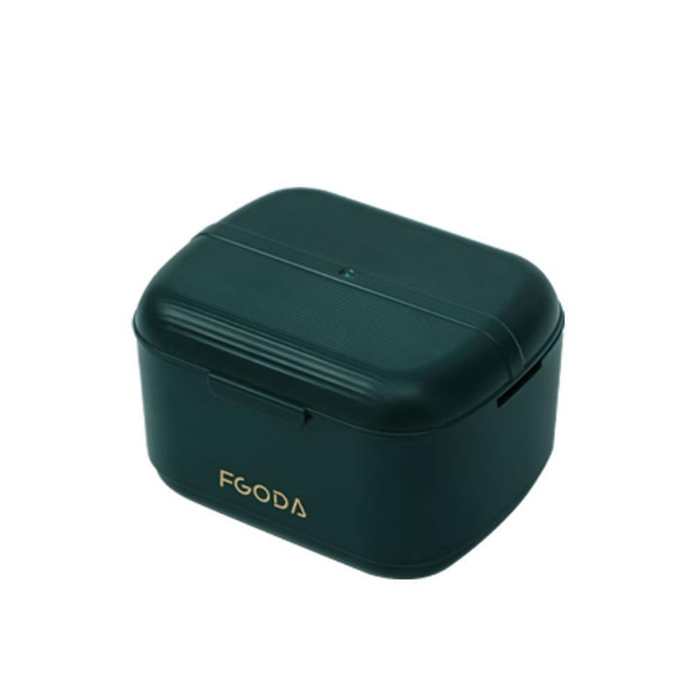 

Travel Double Layer Braces Box Portable Mini Orthodontic Retainer Case Draining Denture Storage Box зелений